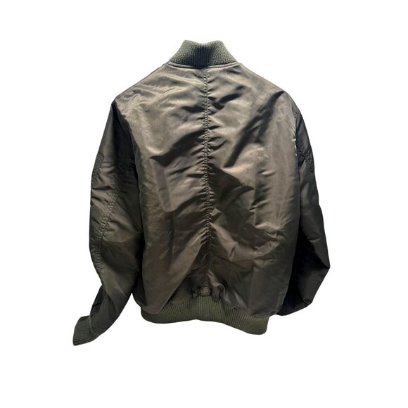 AEROPOSTALE Puffer Jacket Women Bomber Aero Quilted Down Filled Navy Green Large - Picture 7 of 8